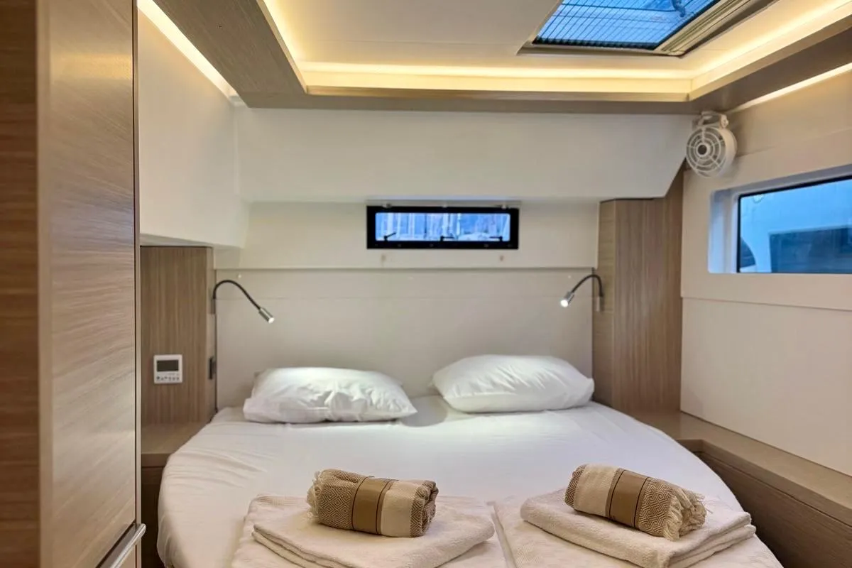 Cabin on Sail Pegasus, a Lagoon 46 catamaran at Fethiye, Turkey