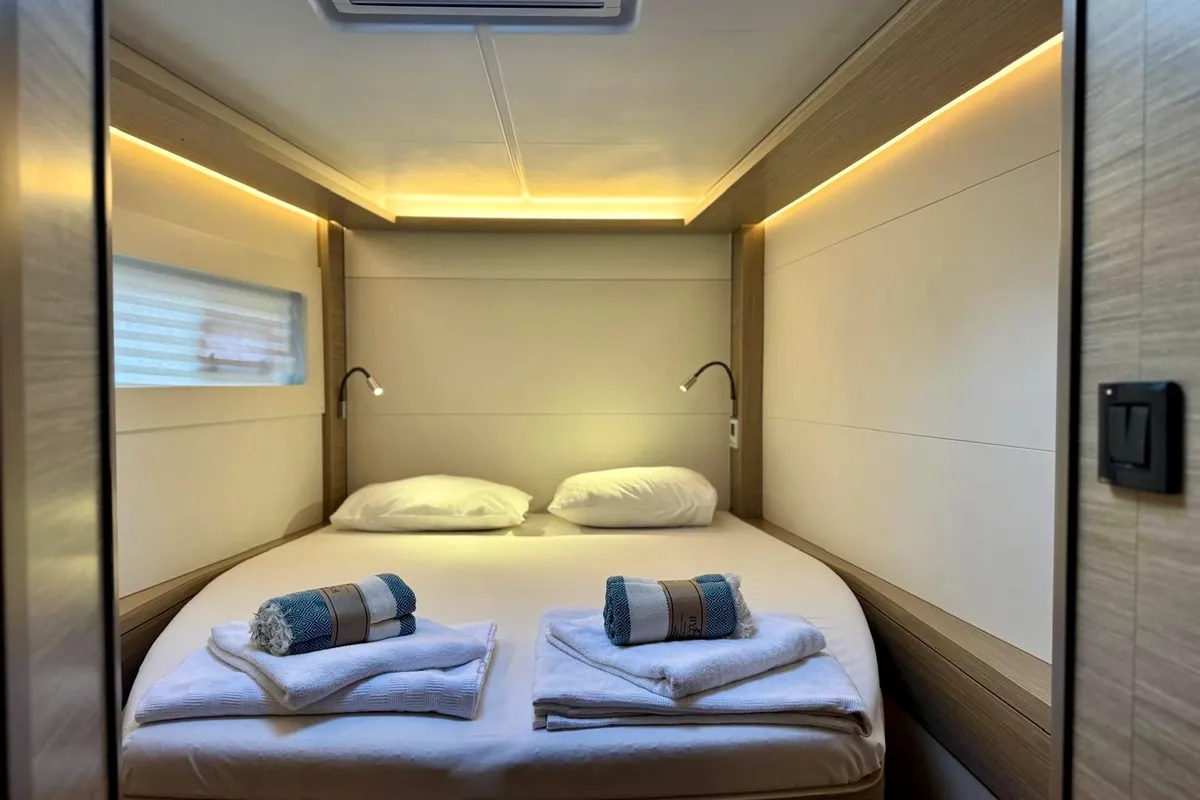 Cabin on Sail Pegasus, a Lagoon 46 catamaran at Fethiye, Turkey