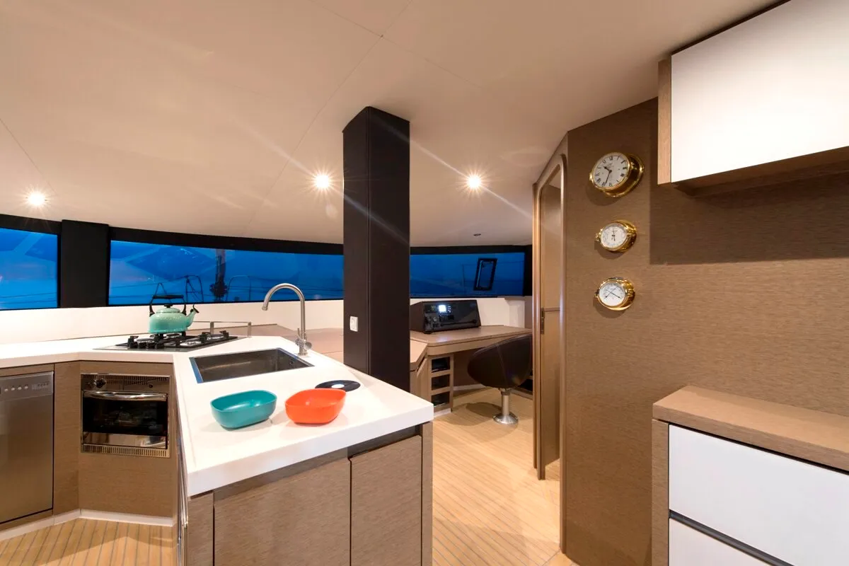 Galley of L'Octant, a NEEL 51 sailboat at Ajaccio, France