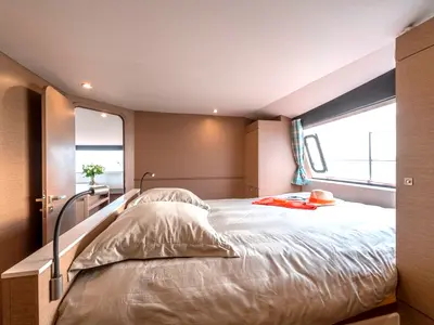 Cabin on L'Octant, a NEEL 51 sailboat at Ajaccio, France