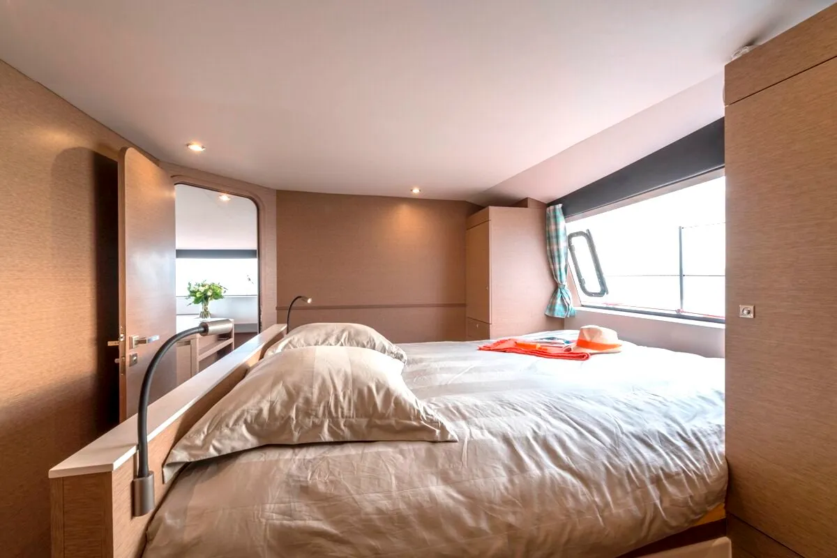 Cabin on L'Octant, a NEEL 51 sailboat at Ajaccio, France