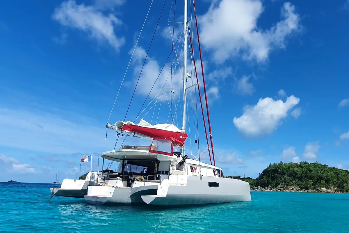 Exterior view of L'Octant, a NEEL 51 sailboat at Ajaccio, France
