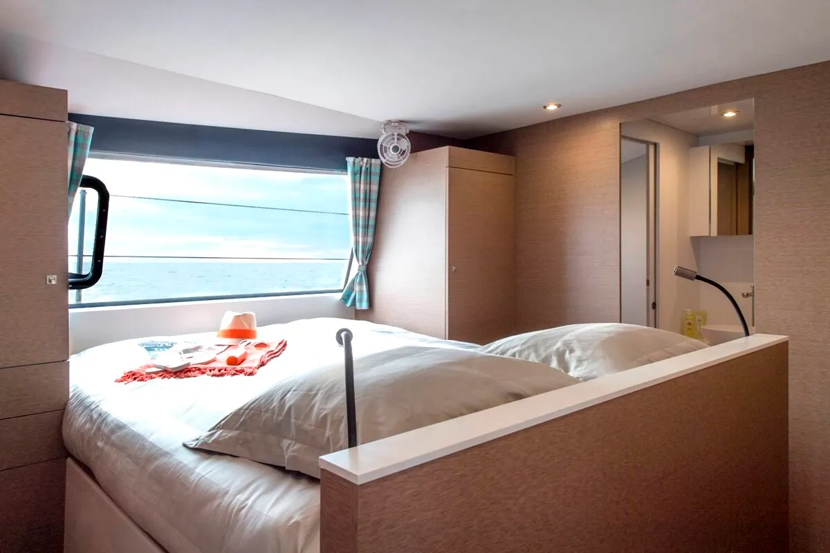 Cabin on L'Octant, a NEEL 51 sailboat at Ajaccio, France