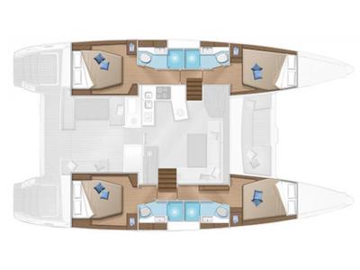 Floor plan of Lagoon 450 Fly, a catamaran at Tonnarella, Italy