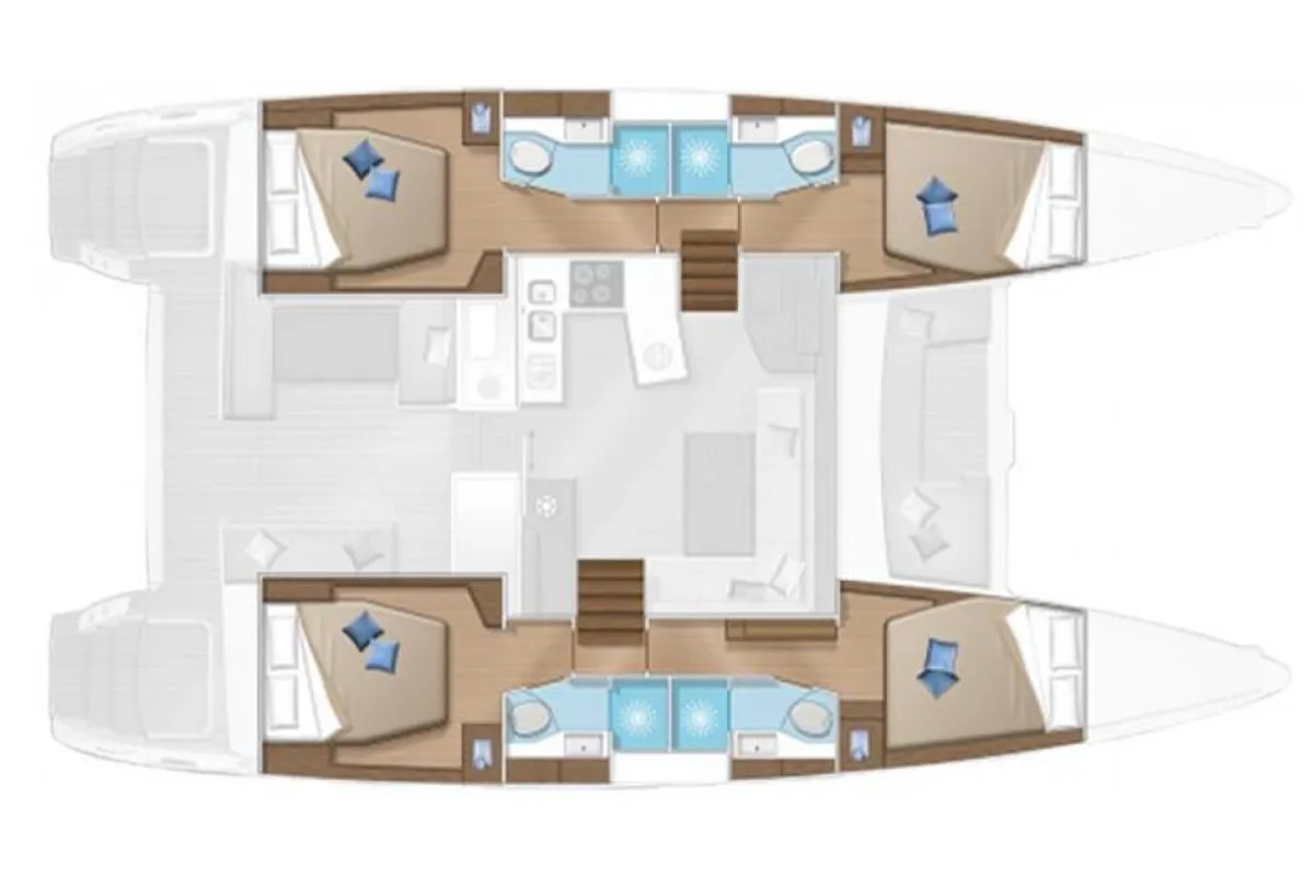 Floor plan of Lagoon 450 Fly, a catamaran at Tonnarella, Italy