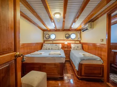 Cabin on Admiral, a Custom Made Admiral motor yacht at Bodrum, Turkey