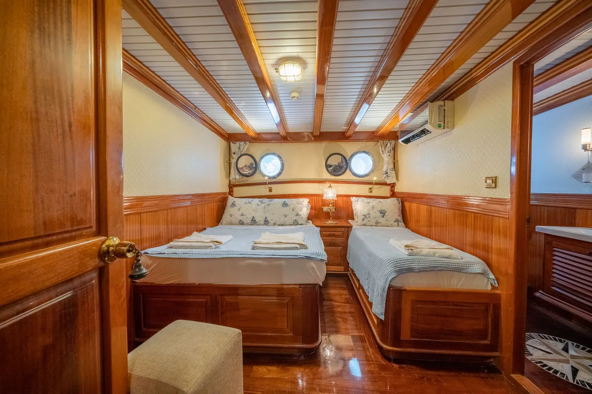 Cabin on Admiral, a Custom Made Admiral motor yacht at Bodrum, Turkey
