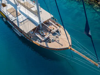 Deck of Admiral, a Custom Made Admiral motor yacht at Bodrum, Turkey