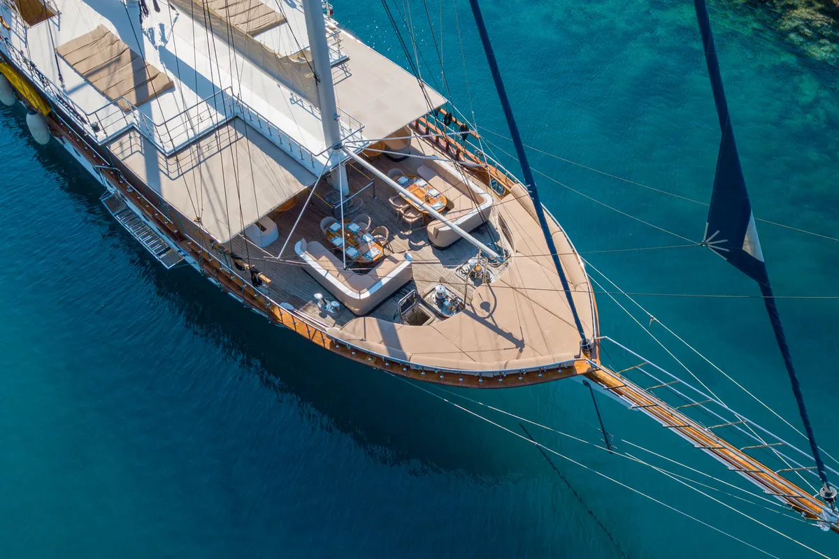 Deck of Admiral, a Custom Made Admiral motor yacht at Bodrum, Turkey