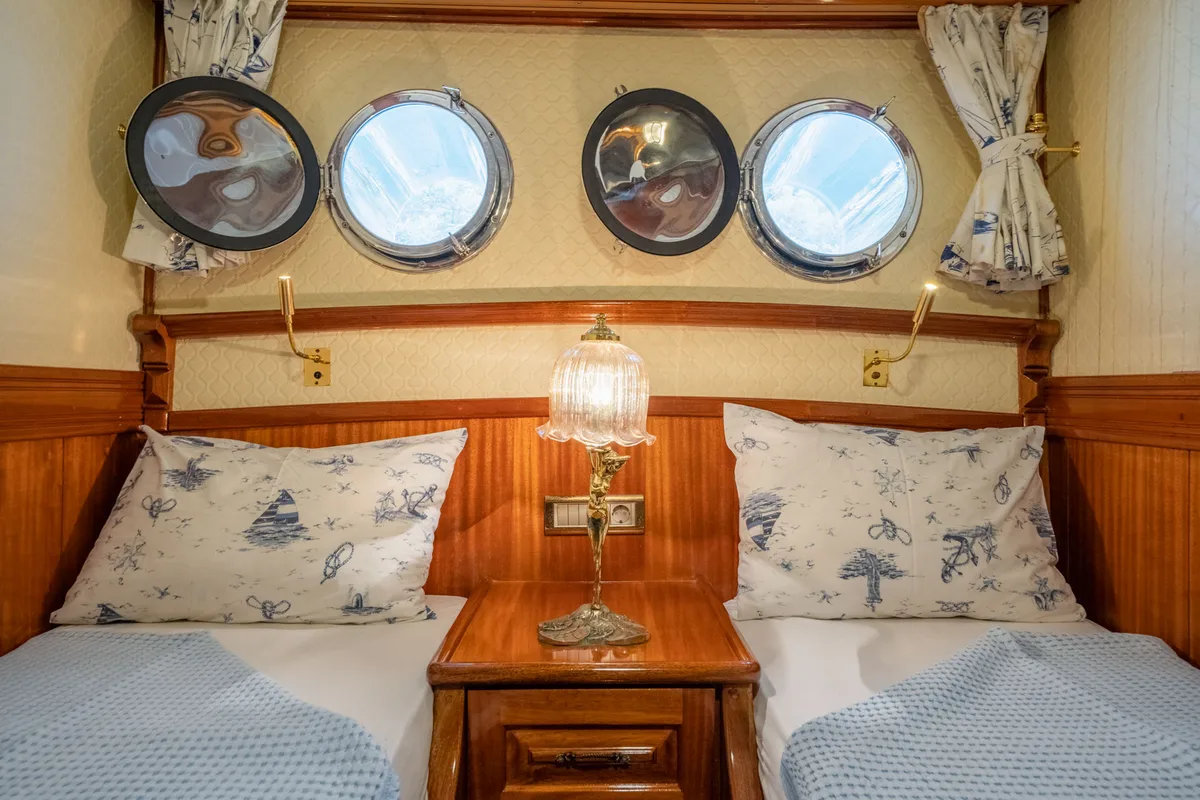 Cabin on Admiral, a Custom Made Admiral motor yacht at Bodrum, Turkey