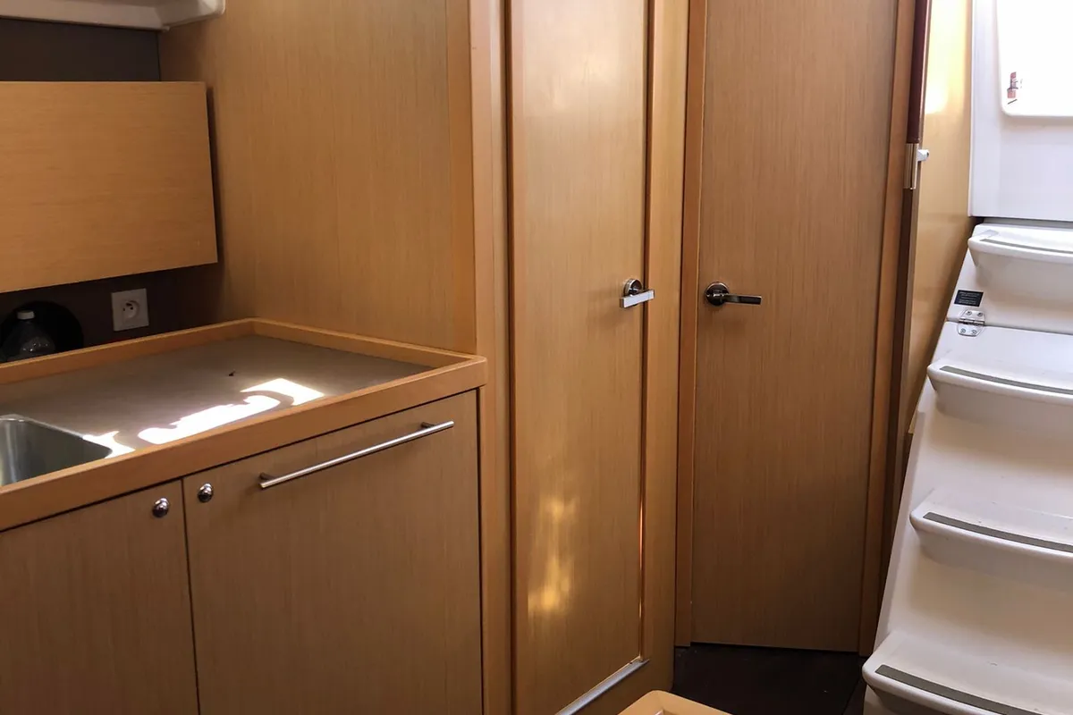 Galley of Amaral, a Beneteau Oceanis 38 sailboat at Salerno, Italy
