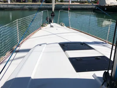 Deck of Amaral, a Beneteau Oceanis 38 sailboat at Salerno, Italy