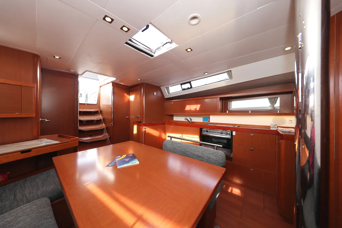 Salon of Zephyra, a Beneteau Oceanis 45 sailboat at Sukošan, Croatia