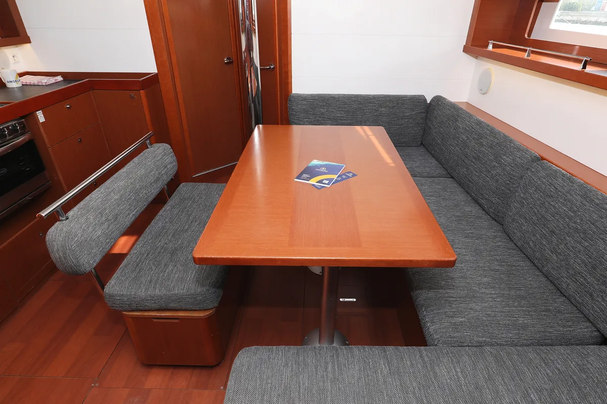 Salon of Zephyra, a Beneteau Oceanis 45 sailboat at Sukošan, Croatia