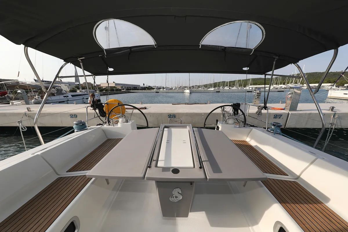 Deck of Zephyra, a Beneteau Oceanis 45 sailboat at Sukošan, Croatia