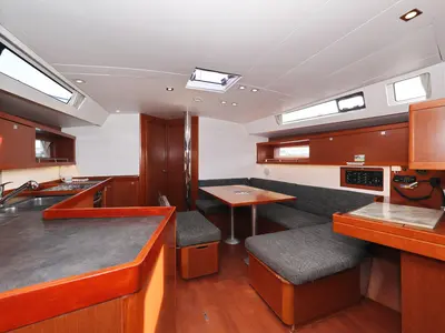 Salon of Zephyra, a Beneteau Oceanis 45 sailboat at Sukošan, Croatia