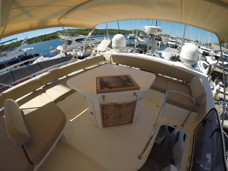 Deck of Luma, a Azimut 47 motor yacht at Grad Šibenik, Croatia