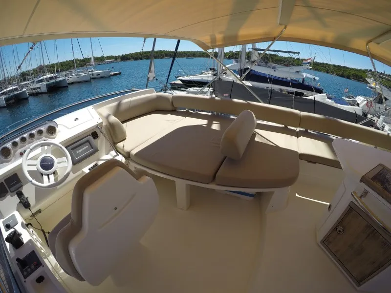 Deck of Luma, a Azimut 47 motor yacht at Grad Šibenik, Croatia