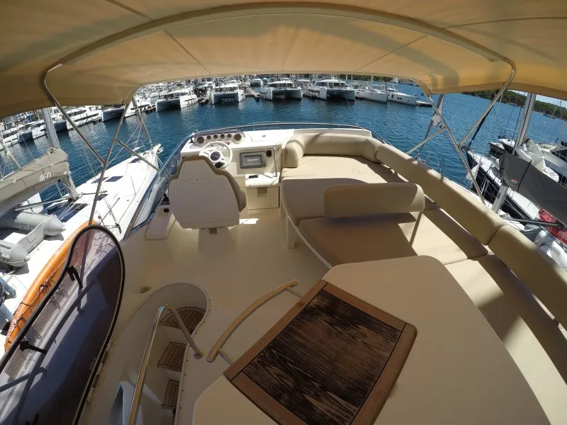 Deck of Luma, a Azimut 47 motor yacht at Grad Šibenik, Croatia