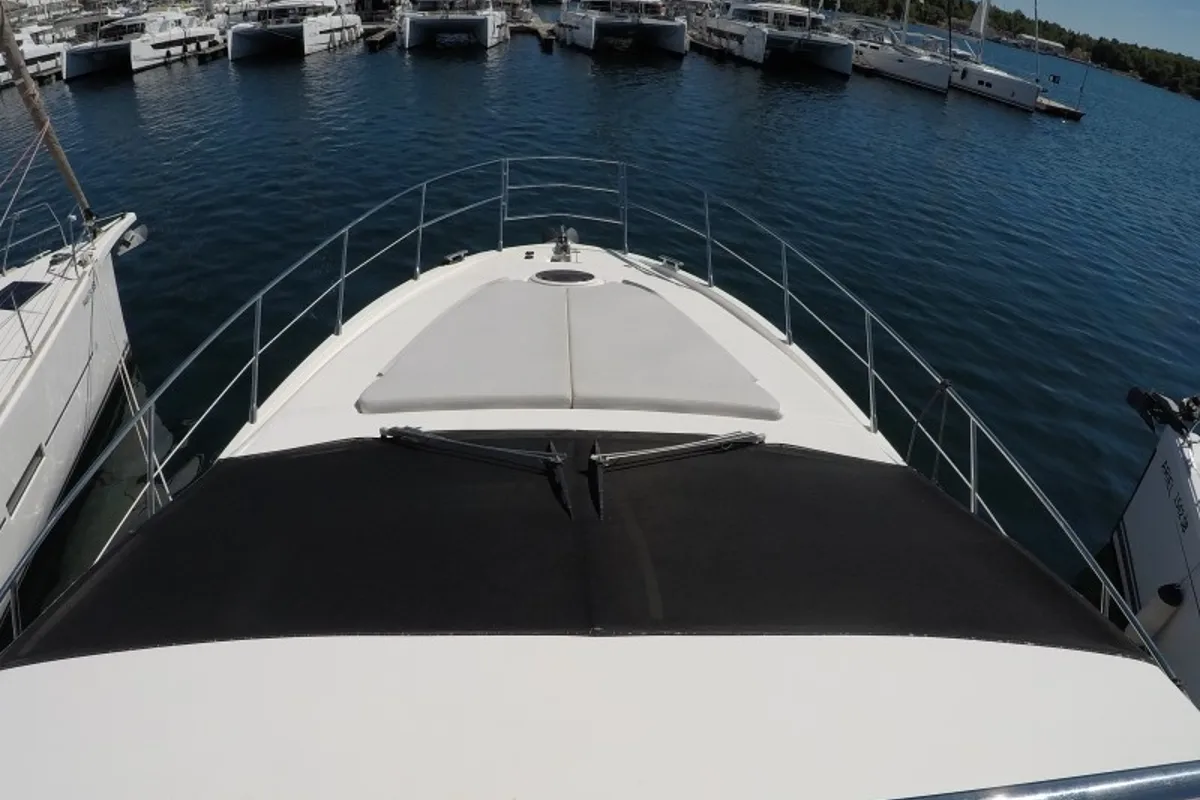Deck of Luma, a Azimut 47 motor yacht at Grad Šibenik, Croatia