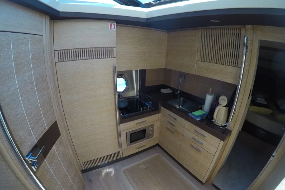 Galley of Luma, a Azimut 47 motor yacht at Grad Šibenik, Croatia
