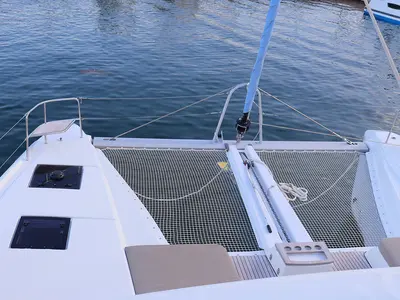 Deck of Golden Hind, a Lagoon 51 catamaran at Parham Town, British Virgin Islands