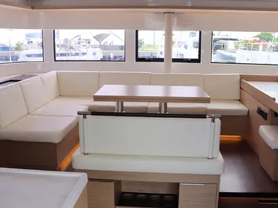 Salon of Golden Hind, a Lagoon 51 catamaran at Parham Town, British Virgin Islands