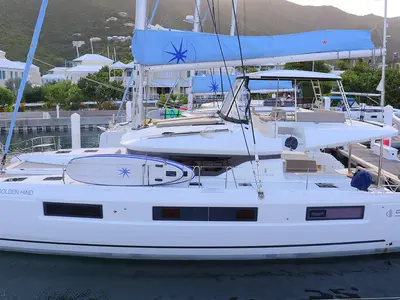 Golden Hind, a Lagoon 51 catamaran at Road Town, British Virgin Islands