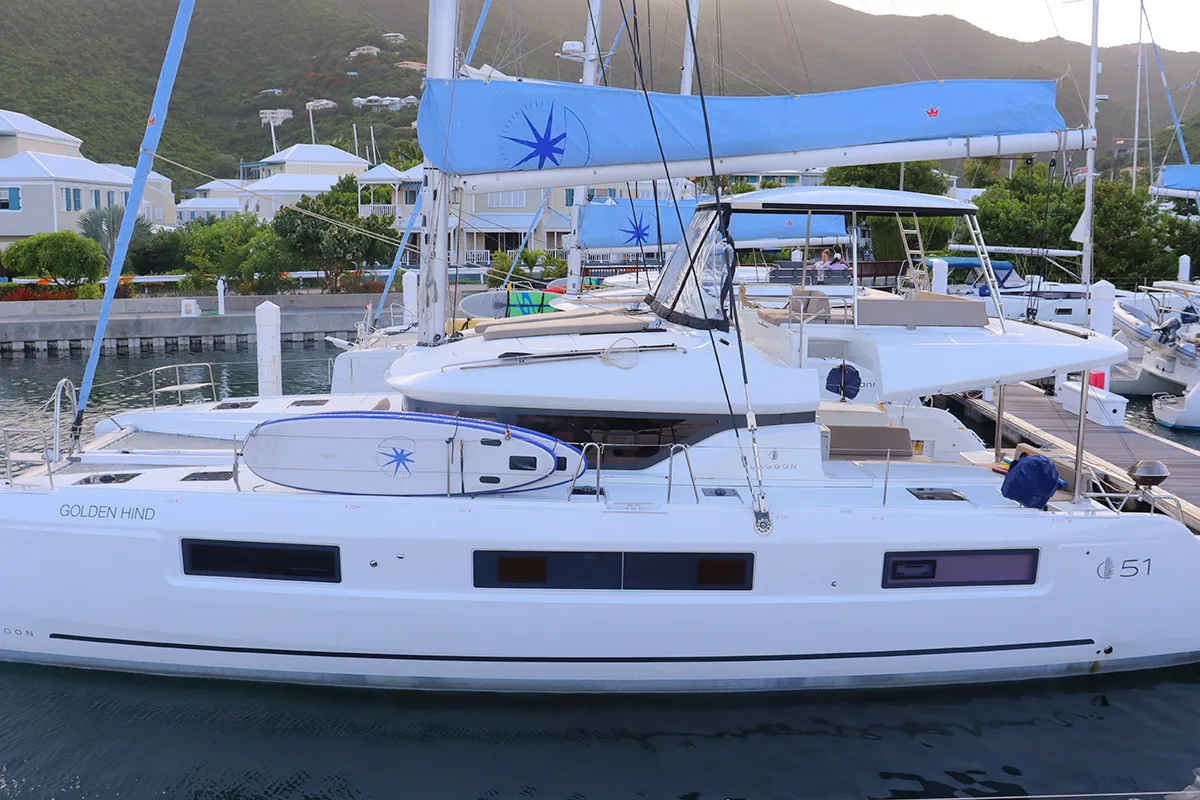 Golden Hind, a Lagoon 51 catamaran at Road Town, British Virgin Islands