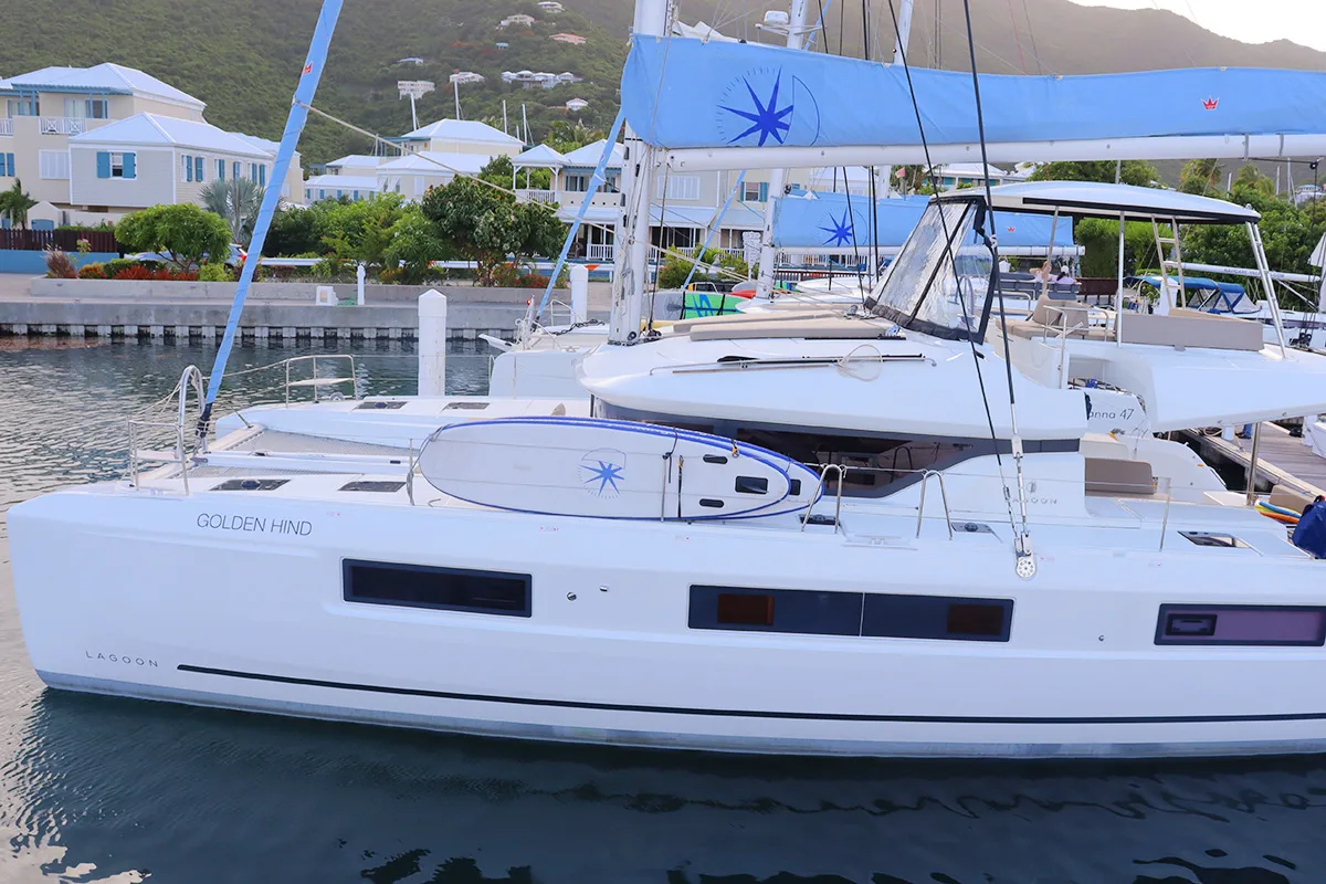Golden Hind, a Lagoon 51 catamaran at Road Town, British Virgin Islands