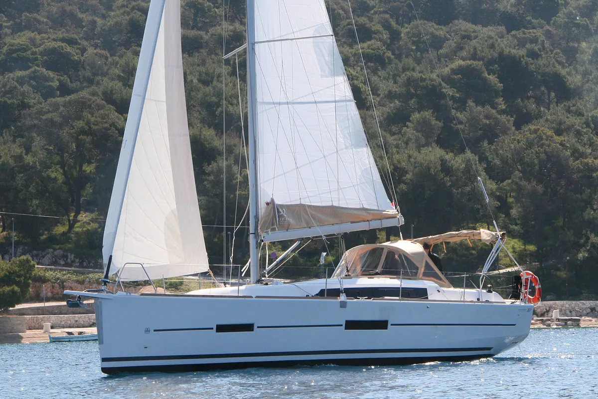Exterior view of Henry, a Dufour 382 GL sailboat at Općina Rogoznica, Croatia