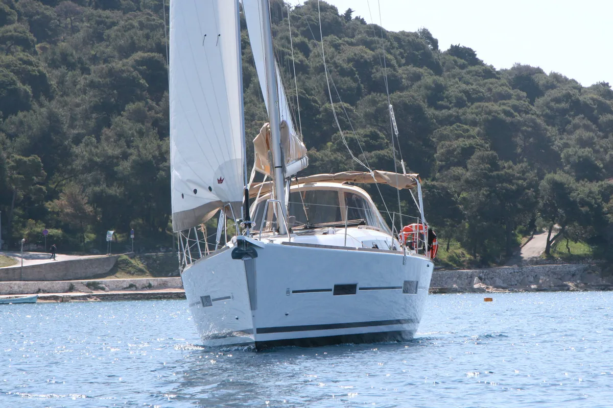 Exterior view of Henry, a Dufour 382 GL sailboat at Općina Rogoznica, Croatia