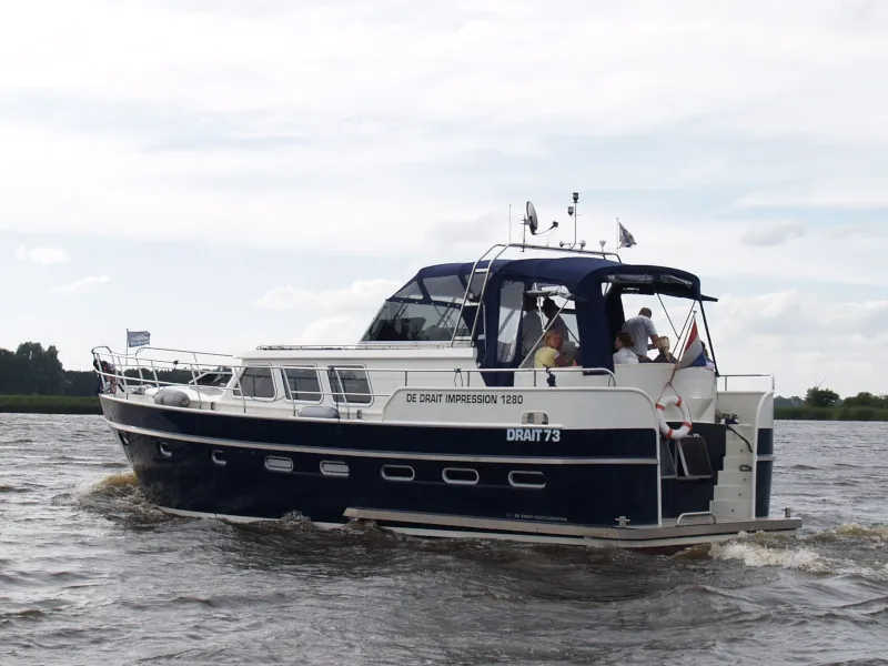 Exterior view of Drait 72, a De Drait Impression 1280 motorboat at Drachten, Netherlands