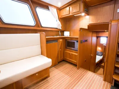 Salon of Drait 72, a De Drait Impression 1280 motorboat at Drachten, Netherlands
