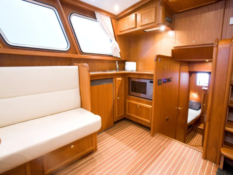 Salon of Drait 72, a De Drait Impression 1280 motorboat at Drachten, Netherlands