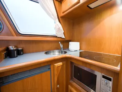 Galley of Drait 72, a De Drait Impression 1280 motorboat at Drachten, Netherlands