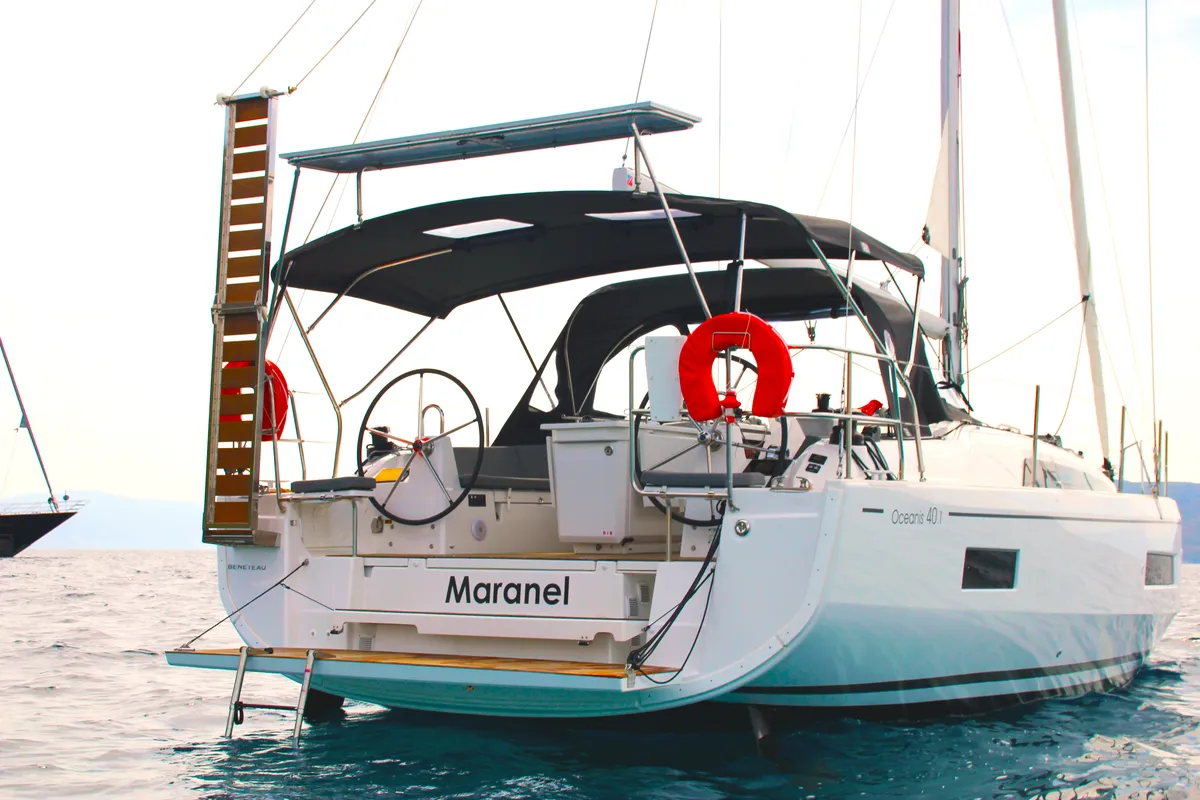 Exterior view of Maranel, a Beneteau Oceanis 40.1 sailboat at Salamina Municipal Unit, Greece