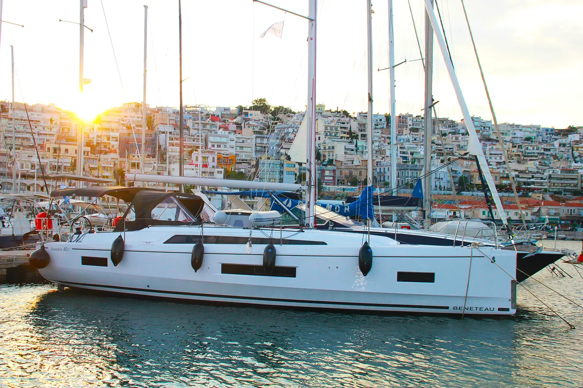 Exterior view of Maranel, a Beneteau Oceanis 40.1 sailboat at Salamina Municipal Unit, Greece