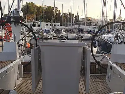 Cockpit of Maranel, a Beneteau Oceanis 40.1 sailboat at Salamina Municipal Unit, Greece