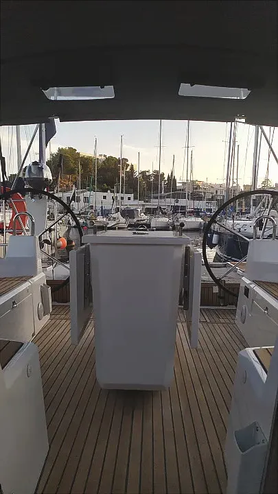 Cockpit of Maranel, a Beneteau Oceanis 40.1 sailboat at Salamina Municipal Unit, Greece