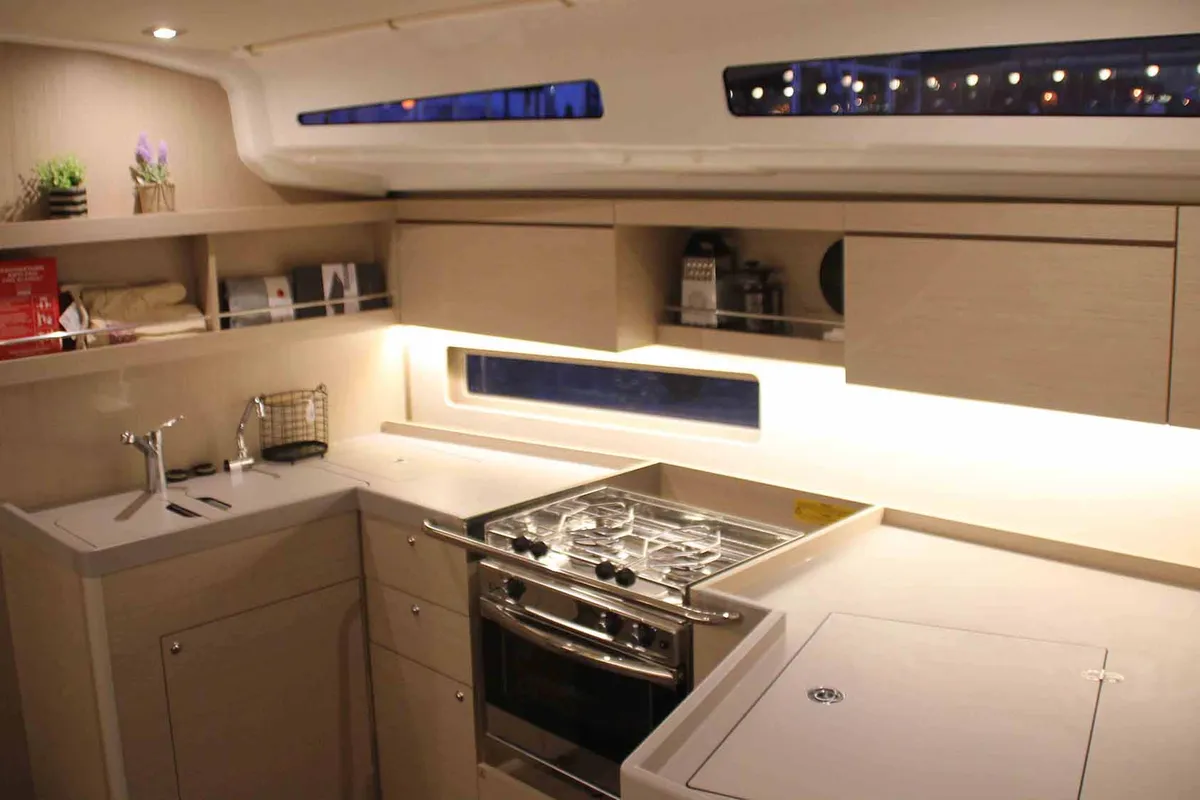 Galley of Maranel, a Beneteau Oceanis 40.1 sailboat at Salamina Municipal Unit, Greece