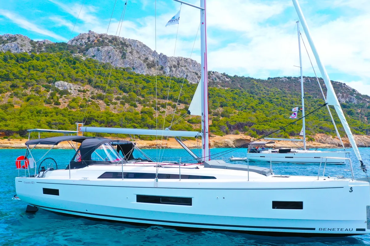 Exterior view of Maranel, a Beneteau Oceanis 40.1 sailboat at Salamina Municipal Unit, Greece