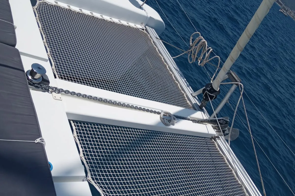 Deck of Shima, a Lagoon 40 catamaran at Marmaris, Turkey