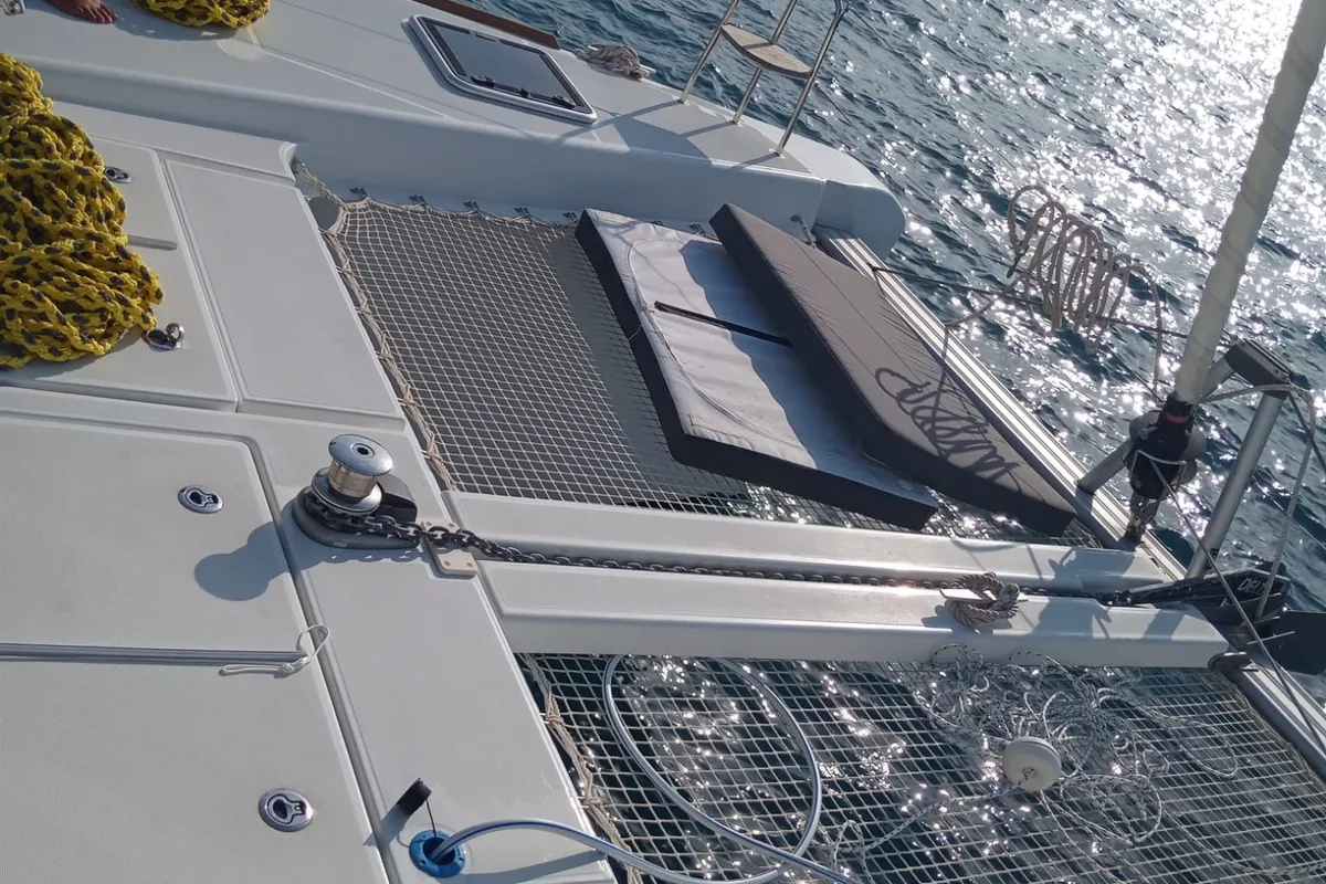 Deck of Shima, a Lagoon 40 catamaran at Marmaris, Turkey
