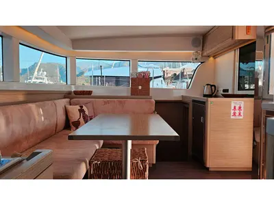 Salon of Shima, a Lagoon 40 catamaran at Marmaris, Turkey