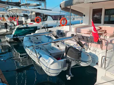 Deck of Shima, a Lagoon 40 catamaran at Marmaris, Turkey