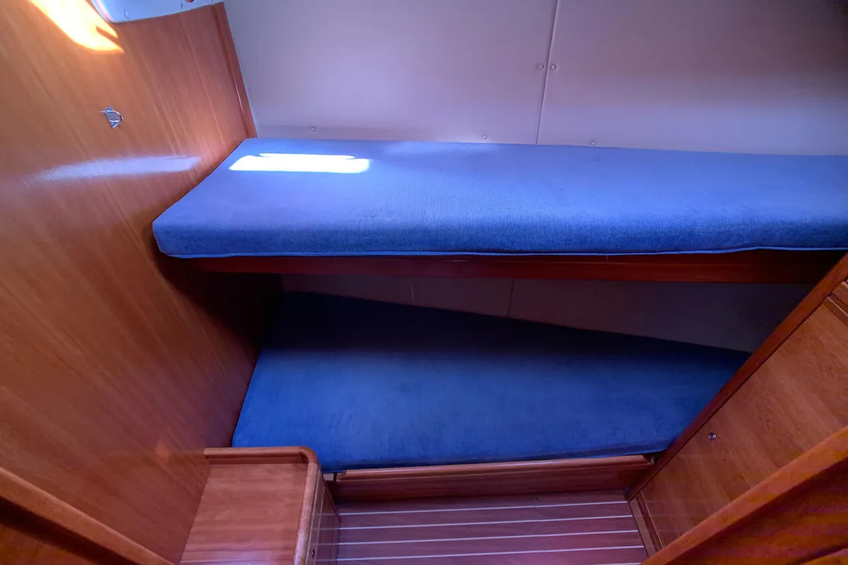 Cabin on Snoopy, a Bavaria 46 Cruiser sailboat at Flensburg, Germany