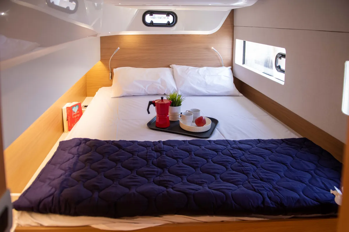 Cabin on Ela Thalassa III, a Bali Catsmart catamaran at Municipal Unit of Lefkada, Greece