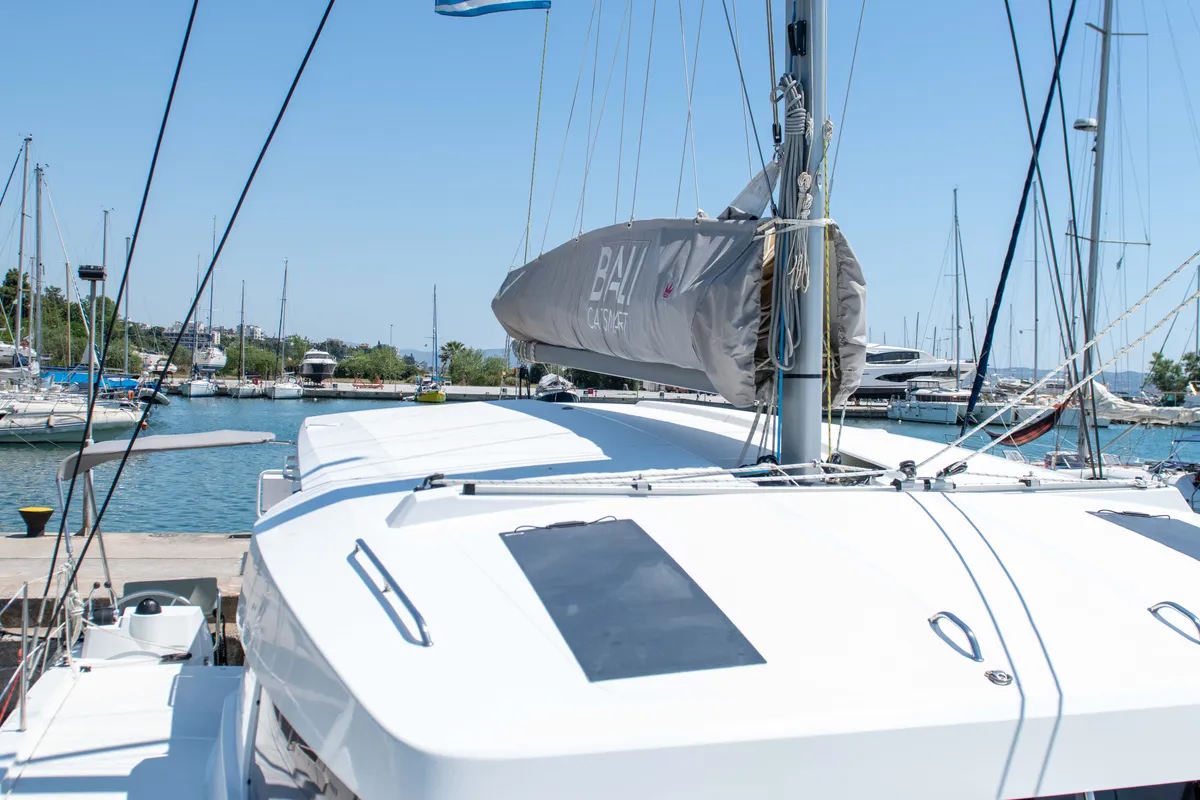 Exterior view of Ela Thalassa III, a Bali Catsmart catamaran at Municipal Unit of Lefkada, Greece