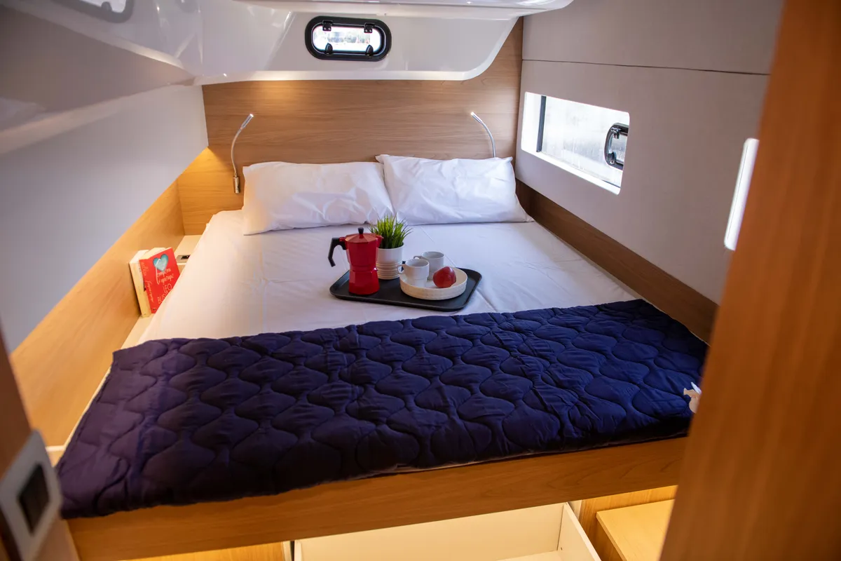 Cabin on Ela Thalassa III, a Bali Catsmart catamaran at Municipal Unit of Lefkada, Greece